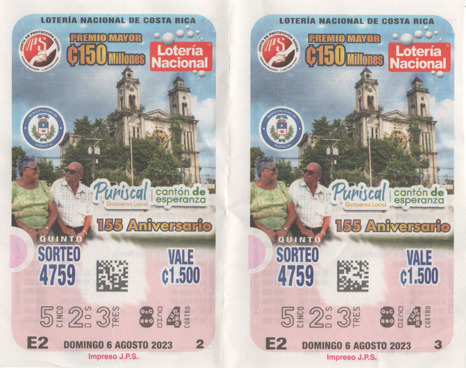 Lotería 523-84, Junta de Protección Social, San Isidro, Heredia, 06082023