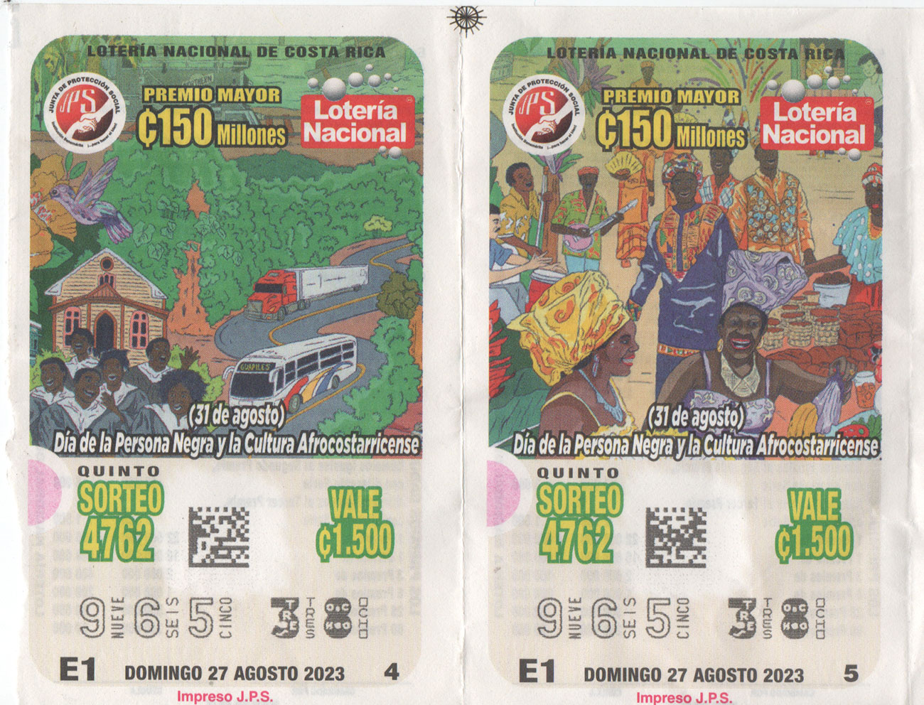 loteria 965-38 jps Día de la Persona Negra y Cultura Afrocostarricense, Domingo 27082023